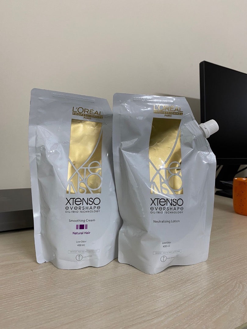 LOréal Professionnel Xtenso Oleoshape Smoothing Cream + Neutralizing Lotion – For Natural Hair (400ml+400ml )