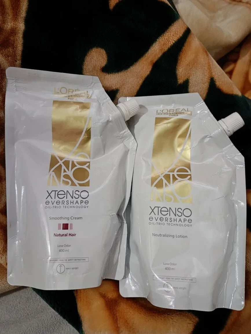 LOréal Professionnel Xtenso Oleoshape Smoothing Cream + Neutralizing Lotion – For Natural Hair (400ml+400ml )