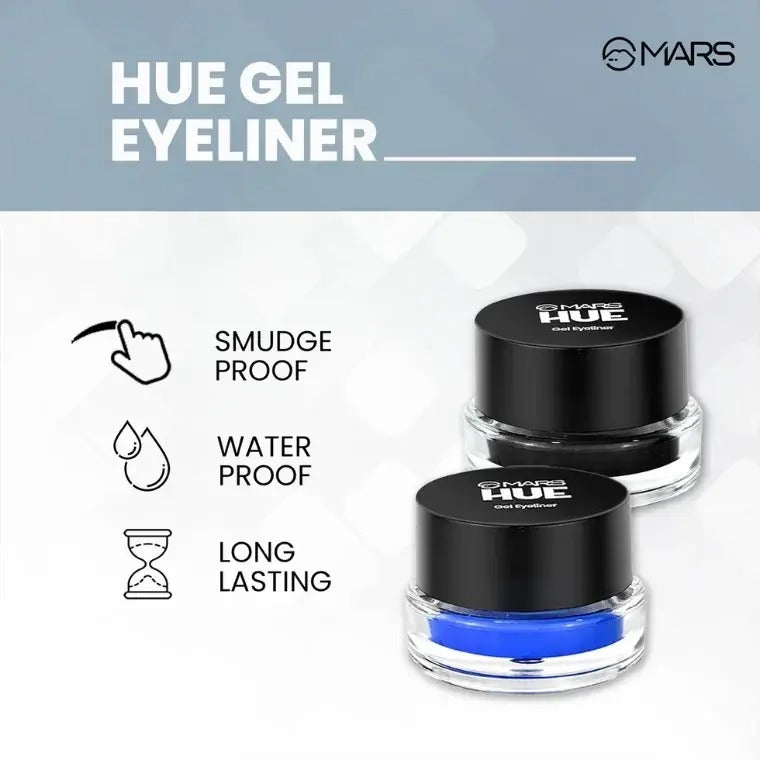 Mars Cosmetics 2-In-1 Hue Gel Eyeliner With 2 Brush Set #01 (6gm)