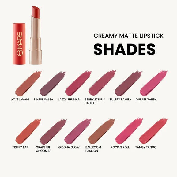 MARS Creamy Matte Long Lasting Lipstick Color: 17-Sultry Samba