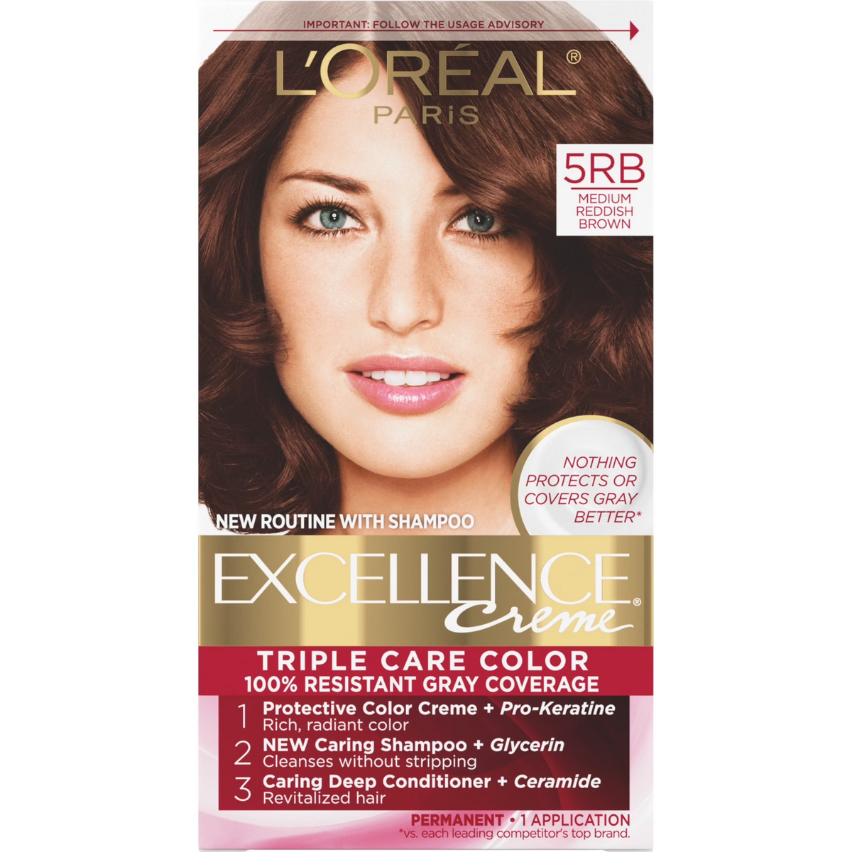L'Oreal Excellence Triple Protection Color - Medium Reddish Brown 5RB