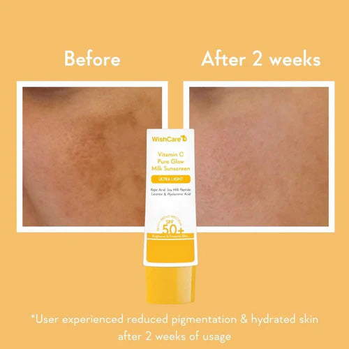 WishCare Vitamin C Pure Glow Milk Sunscreen | SPF 50 PA++++