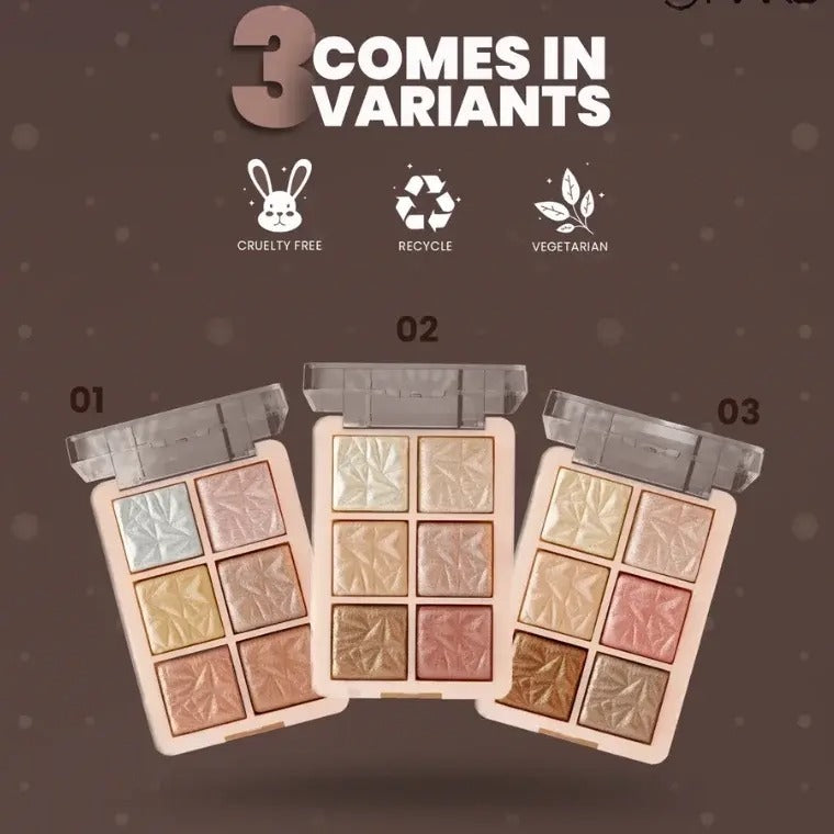 Mars Cosmetics Glowzilla 6 Colour Highlighter Palette #01 (12gm)