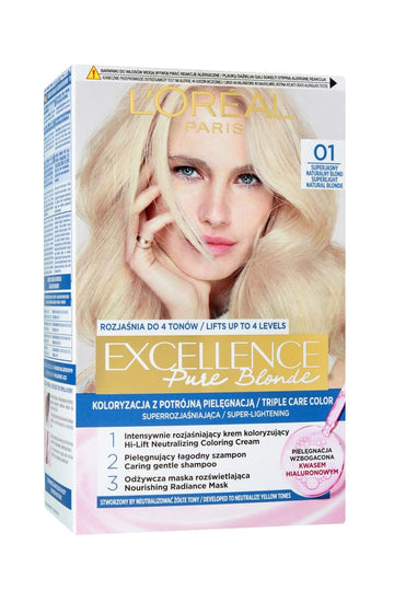 Loreal Excellence Pure Blonde 01 Supreme Lightest Natural Blonde – Triple Care Hair Color