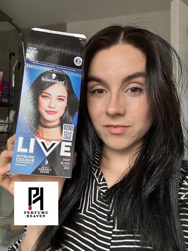 Schwarzkopf LIVE Intense Colour, Long Lasting Permanent Black Hair Dye, With Built-In Vibrancy Serum, Up To 100% Grey Coverage- Deep Black 099