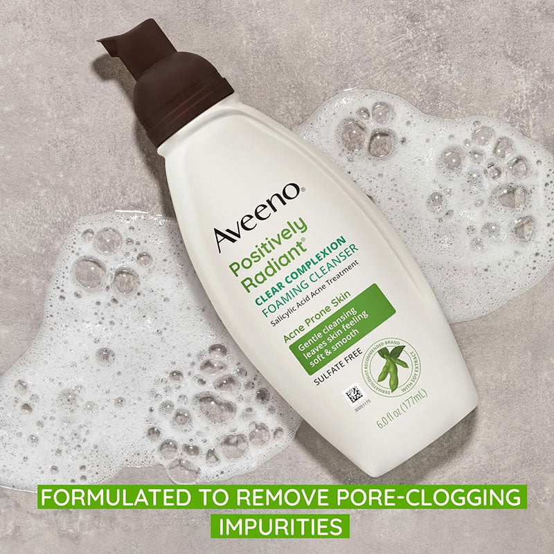 Aveeno Positively Radiant Clear Complexion Foaming Cleanser Acne Prone Skin