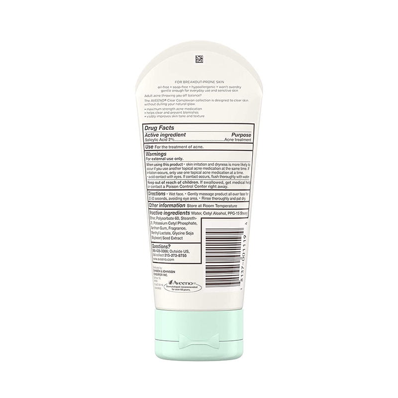 Aveeno Clear Complexion Cream Face Cleanser With Salicylic Acid