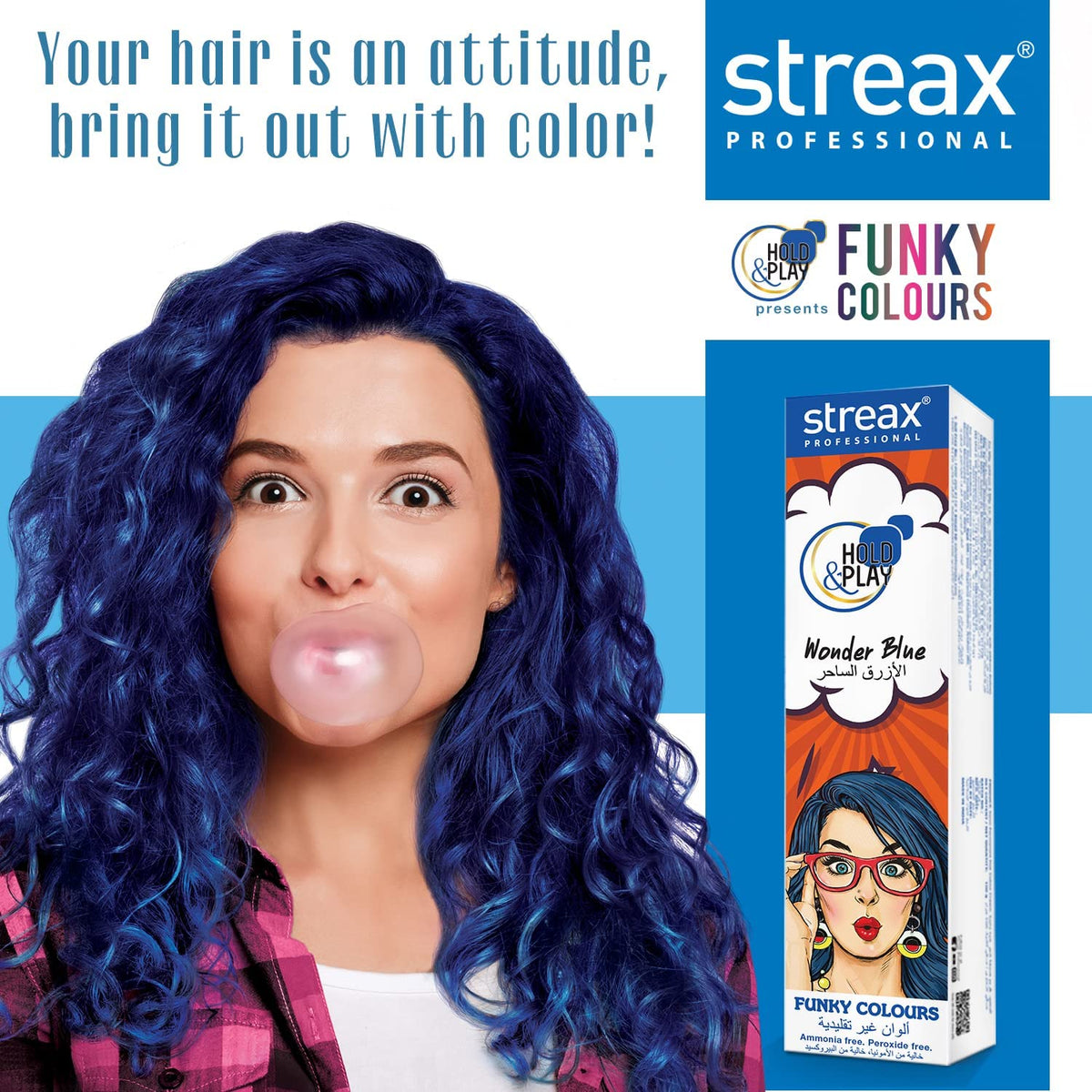 Streax Professional Hold and Play Funky Hair Colour - Wonder Blue