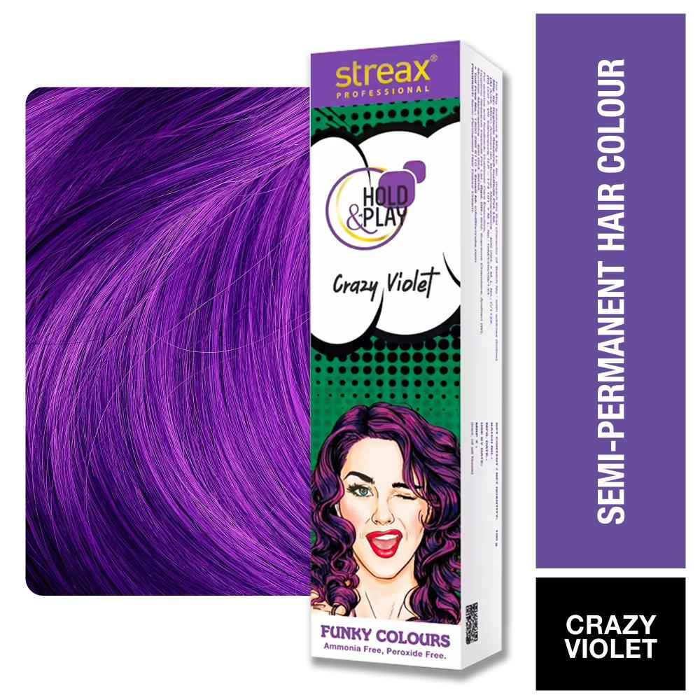 Streax Professional Hold and Play Funky Hair Colour - Crazy Violet