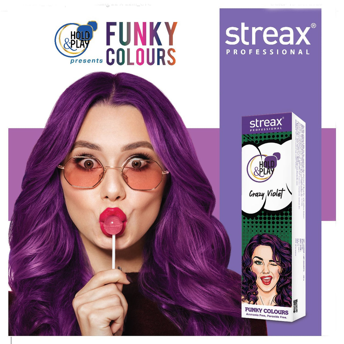 Streax Professional Hold and Play Funky Hair Colour - Crazy Violet