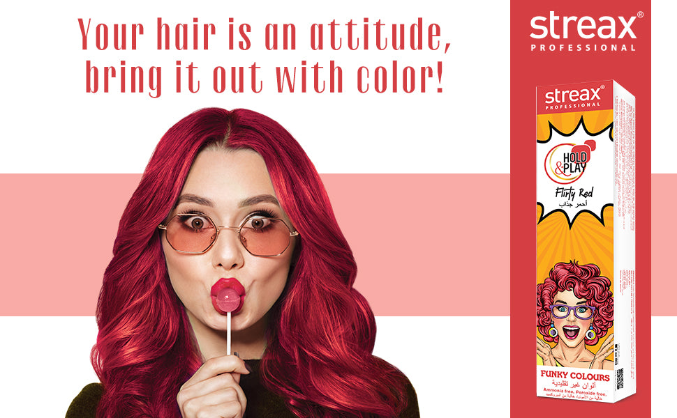 Streax Professional Hold and Play Funky Hair Colour - Flirty Red