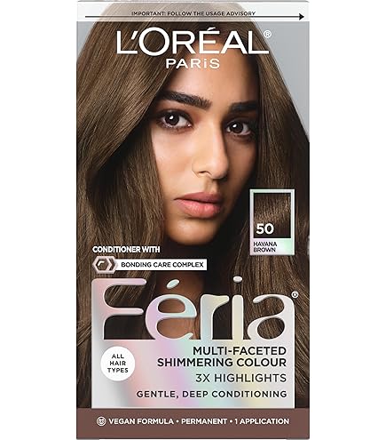 L'Oreal Paris Feria Multi-Faceted Shimmering Permanent Hair Color 50 Havana Brown