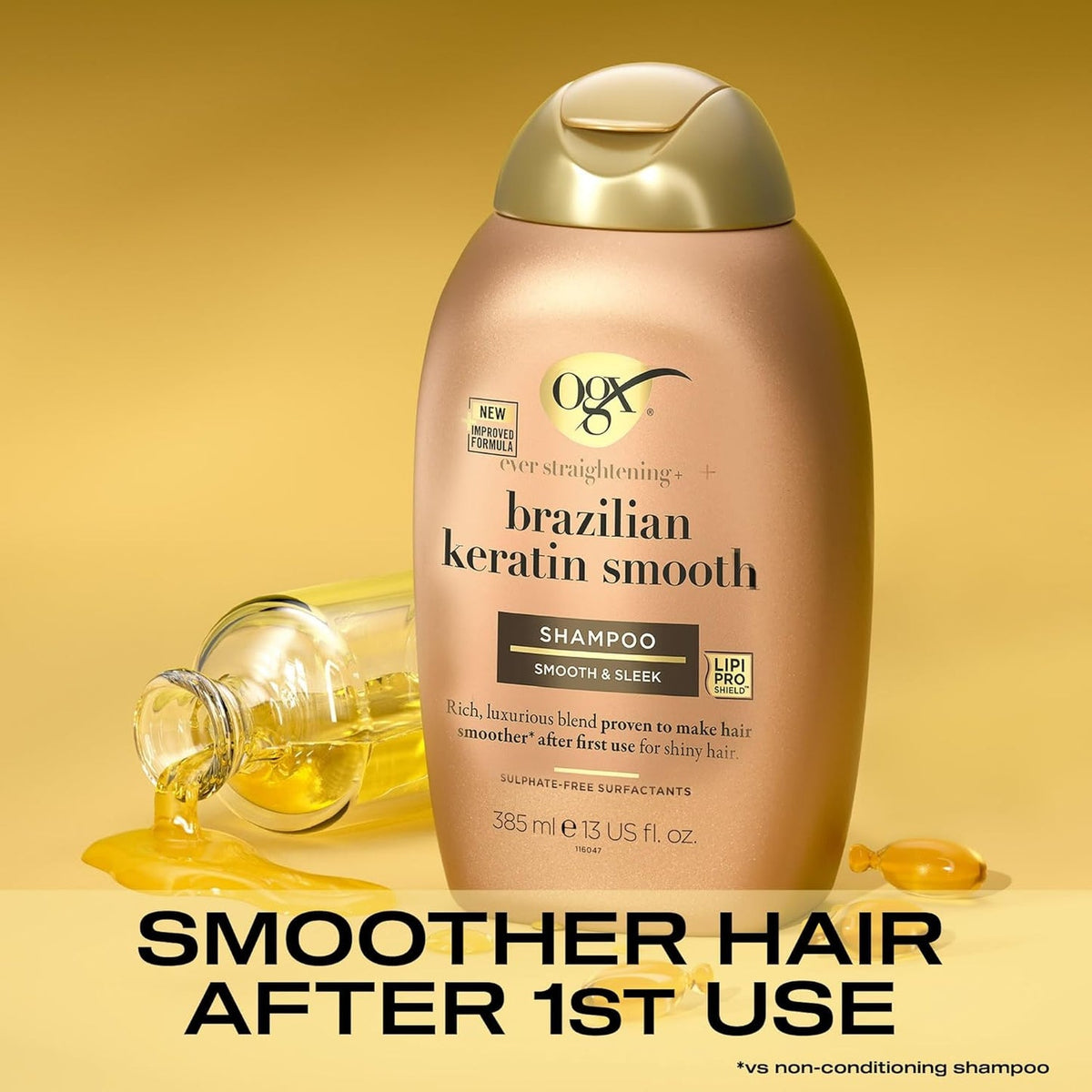 OGX Brazilian Keratin Smooth Shampoo Sulphate Free 385ml