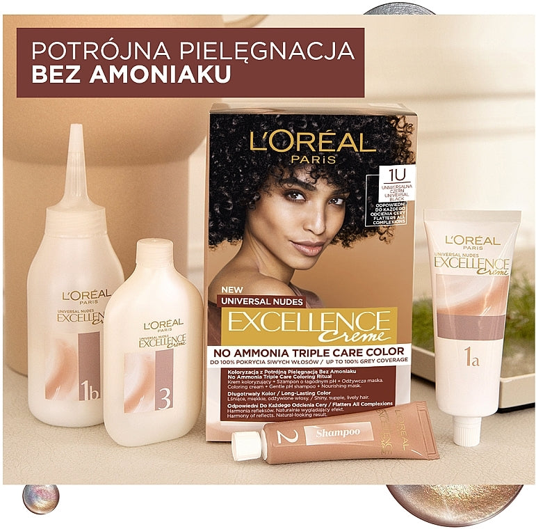 L'Oreal Excellence No Ammonia Triple Care Colour - 1U Universal Black
