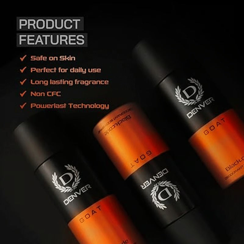 Denver Black Code Deodorant Body Spray 150ml - Goat
