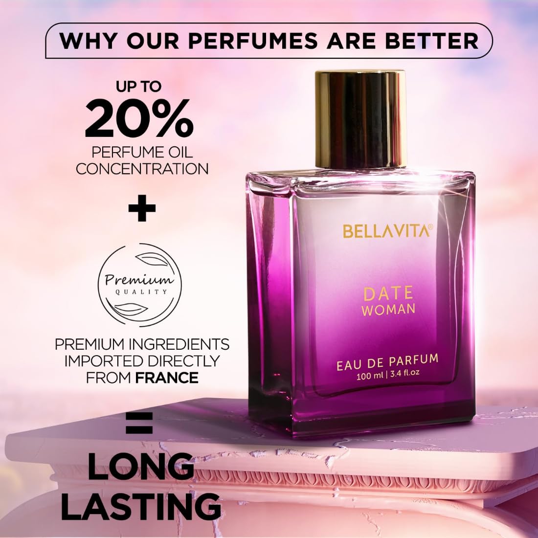 BellaVita Luxury DATE Perfume for Women (3.48 fl.oz / 100ml)