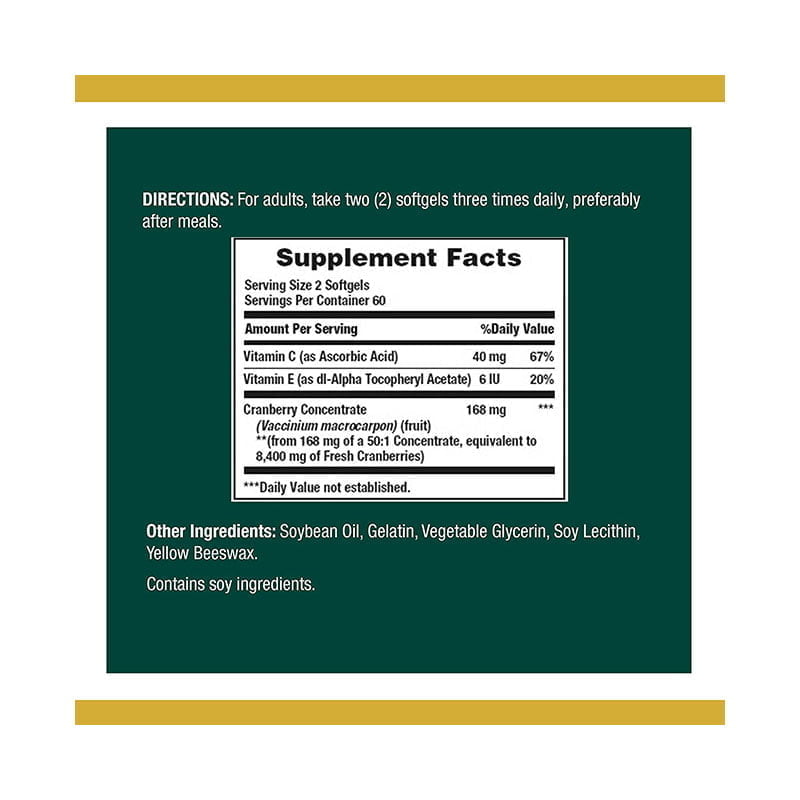 Nature’s Bounty Cranberry Herbal Health Supplement 4200mg with Vitamin C