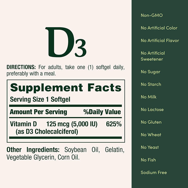 Nature’s Bounty D3 125mcg 5000 IU
