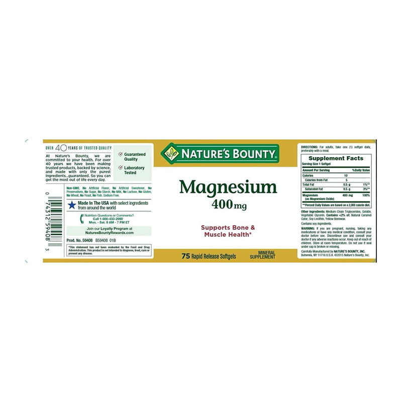 Nature’s Bounty Magnesium Rapid Release 400 mg