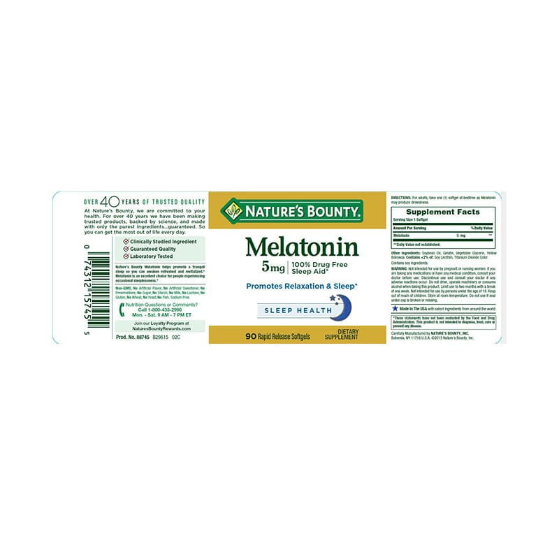 Nature’s Bounty Melatonin 5mg Sleep Aid Softgels