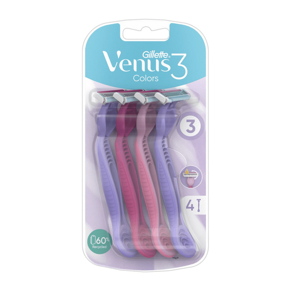Gillette Venus Colors 3 Disposable Razors (4 In Pack Of 1)