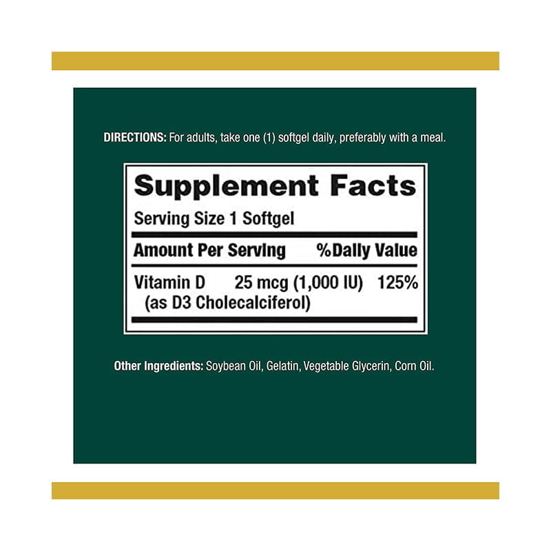 Nature’s Bounty Vitamin D3 25mcg 1000 IU