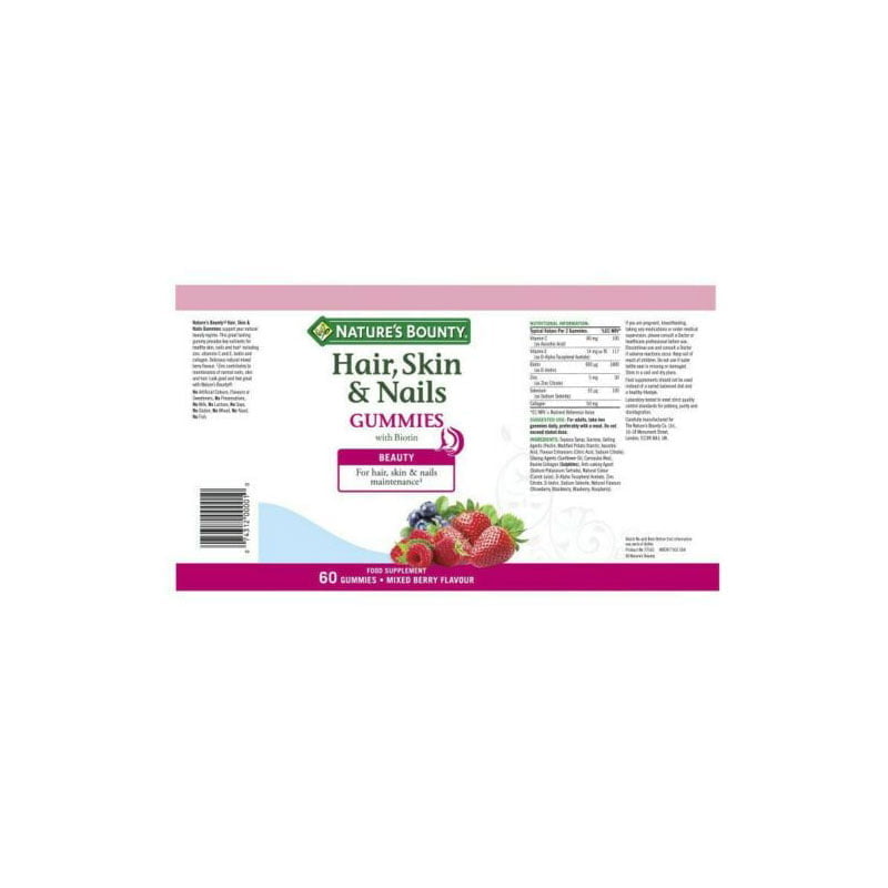 Nature’s Bounty Hair, Skin & Nails With Biotin 60 Mixed Berry Flavour Gummies