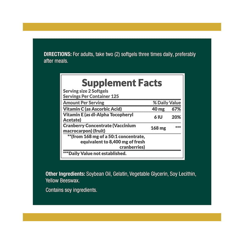 Nature’s Bounty Cranberry Herbal Health Supplement 4200mg with Vitamin C