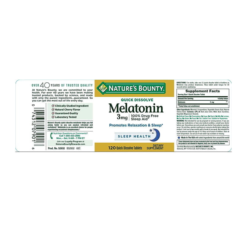 Nature’s Bounty Melatonin 3mg