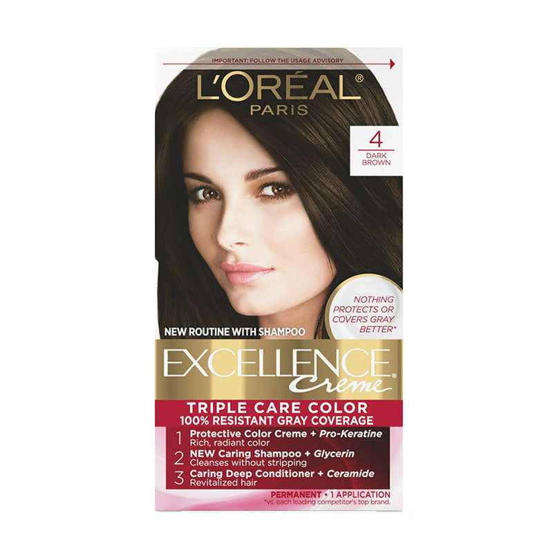 L’Oreal Paris Excellence Creme Permanent Hair Color Dark Brown 4