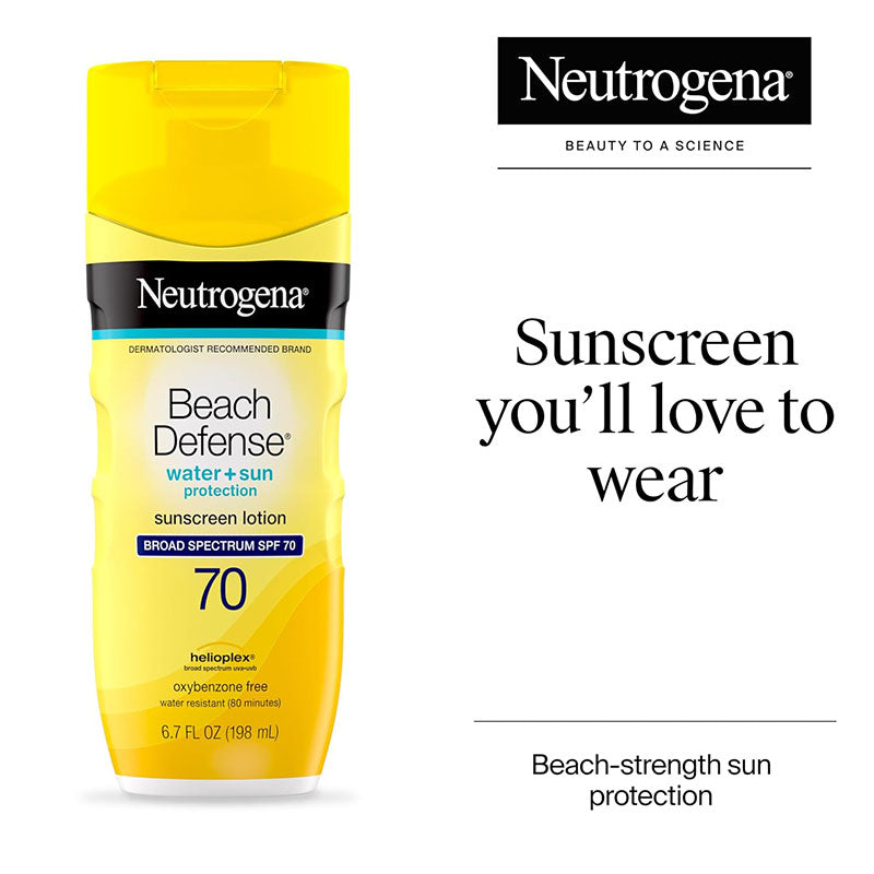 Neutrogena Beach Defense Water + Sun Protection Sunscreen Lotion Broad Spectrum Spf 70 – 198ml