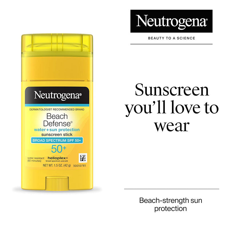 Neutrogena Beach Defense Water + Sun Protection Sunscreen Stick Broad Spectrum SPF 50+ (42gm)