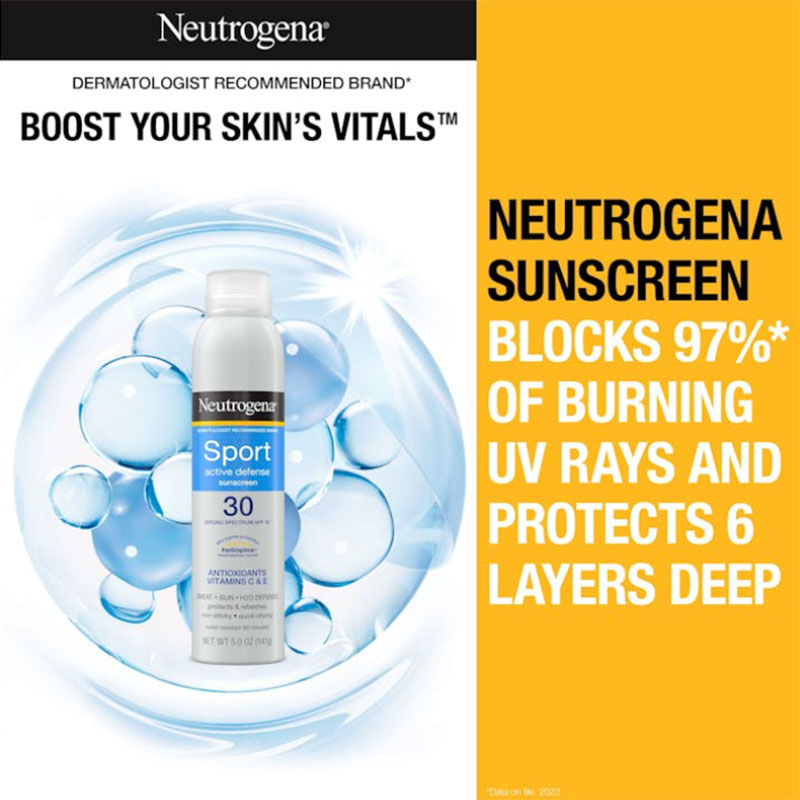 Neutrogena Sport Active Defense With Broad Spectrum Spf 30 Sunscreen Spray – 141g