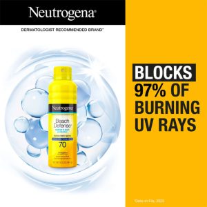 Neutrogena Beach Defense Water + Sun Protection Sunscreen Spray Broad Spectrum SPF 70 – 184g