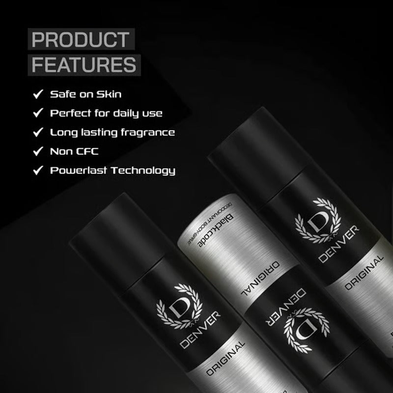 Denver Black Code Deodorant Body Spray 150ml - Original
