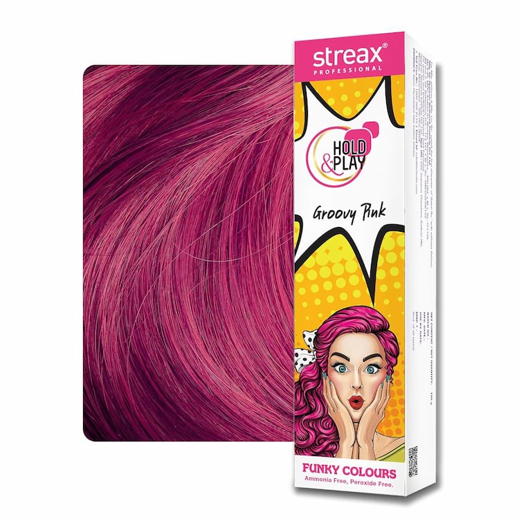 Streax Professional Hold and Play Funky Hair Colour (Groovy Pink) 100g