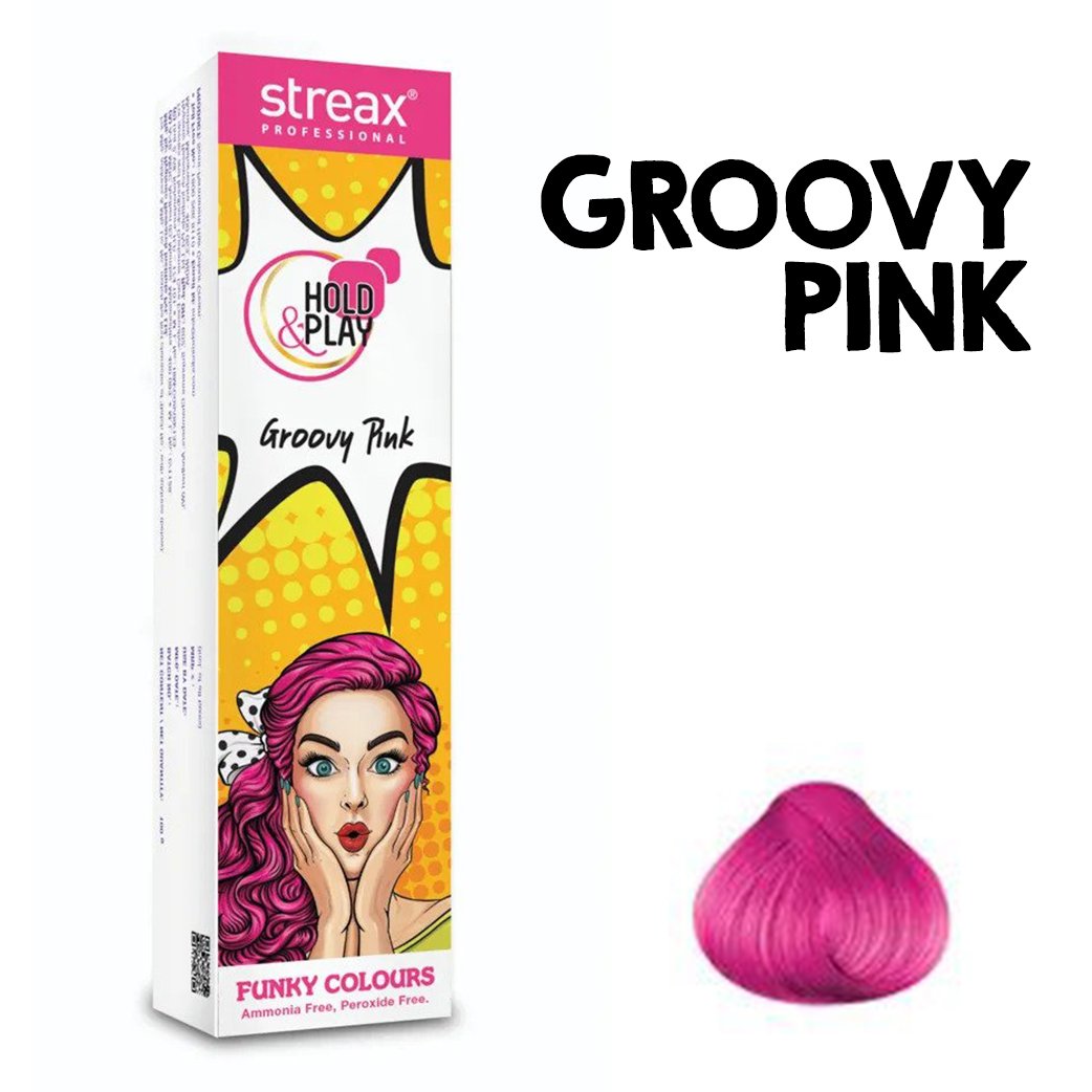 Streax Professional Hold and Play Funky Hair Colour (Groovy Pink) 100g