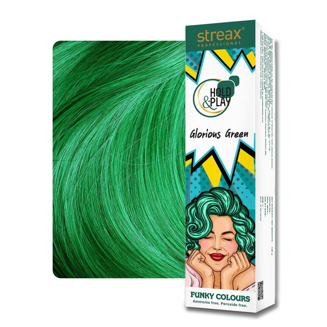 Streax Professional Hold and Play Funky Hair Colour (Glorious Green) 100 gm