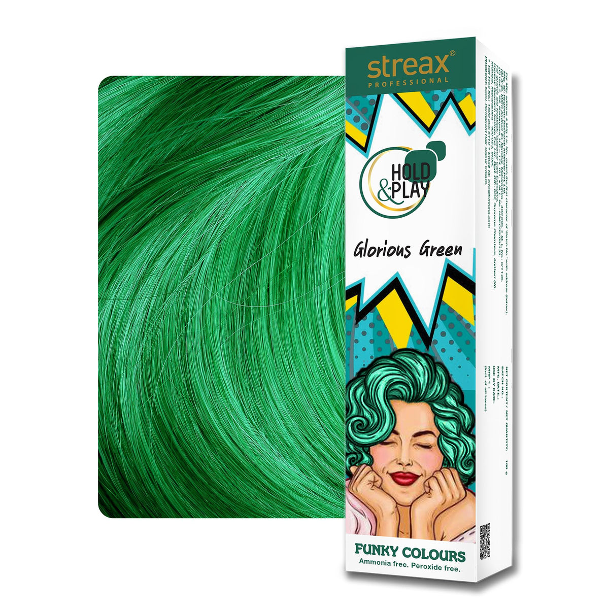 Streax Professional Hold and Play Funky Hair Colour (Glorious Green) 100 gm