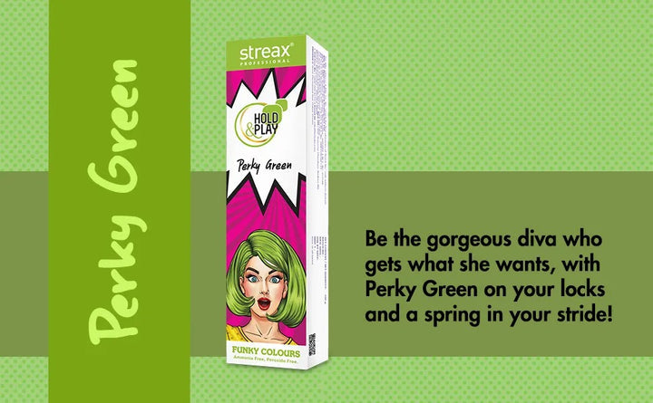 Streax Professional Hold and Play Funky Hair Colour (Perky Green) 100 gmStreax Professional Hold and Play Funky Hair Colour (Perky Green) 100 gm