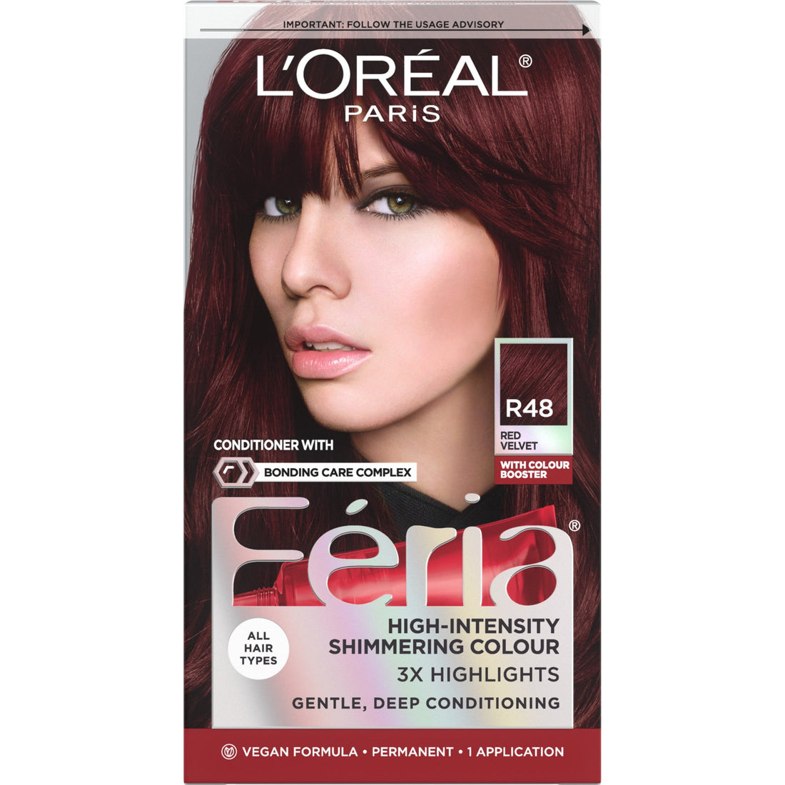 L'Oreal Feria High Intensity Shimmering Colour - R48 Red Velvet