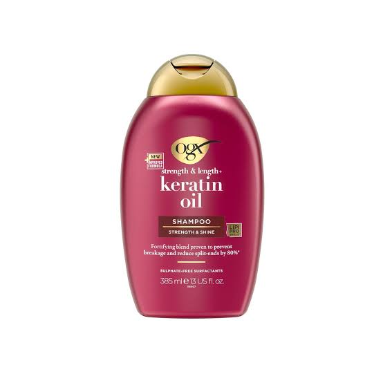 OGX Strength and Shine Keratin Oil Shampoo 385ml (Sulphate Free)