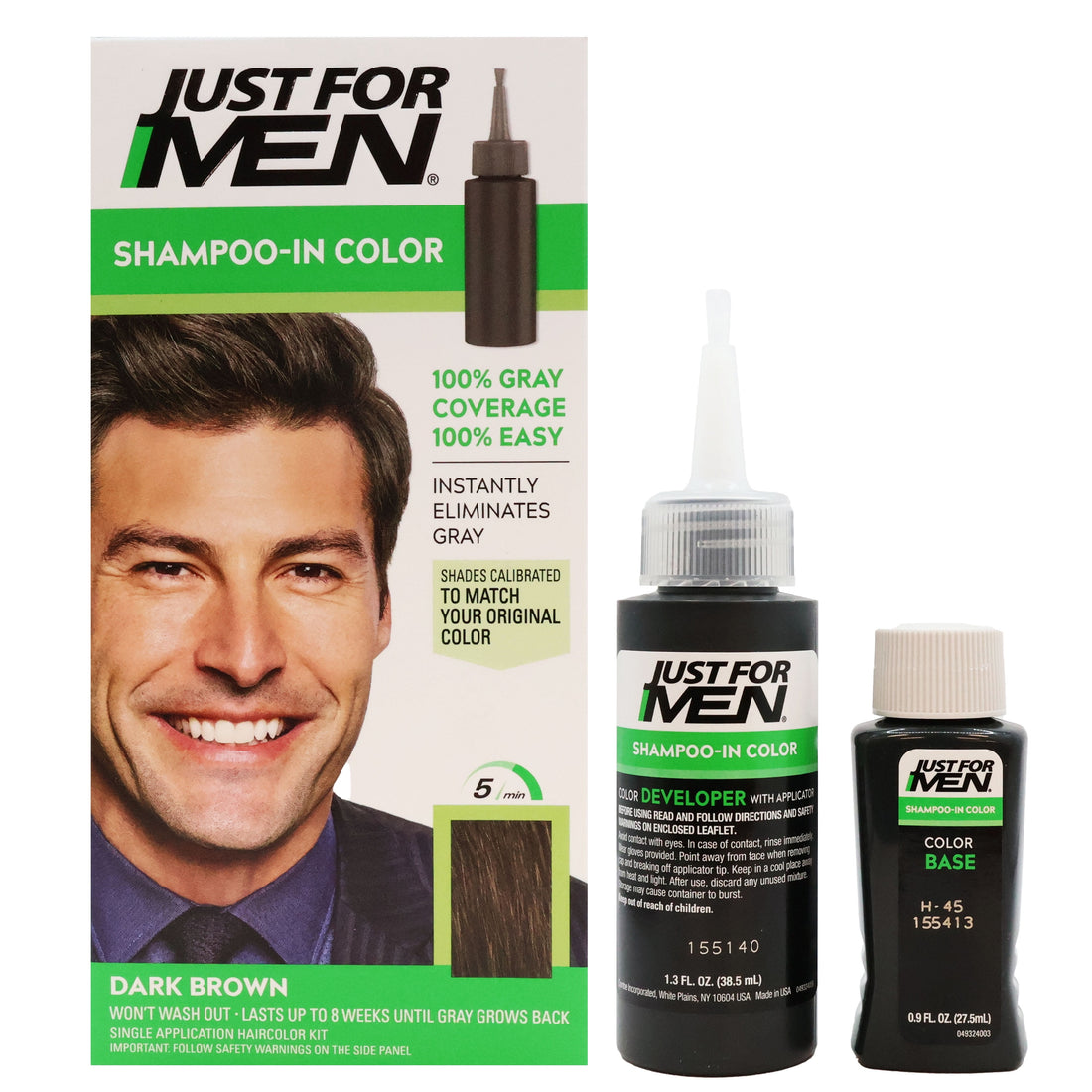 Just for Men Original Formula Hair Color H-45 Dark Brown Black