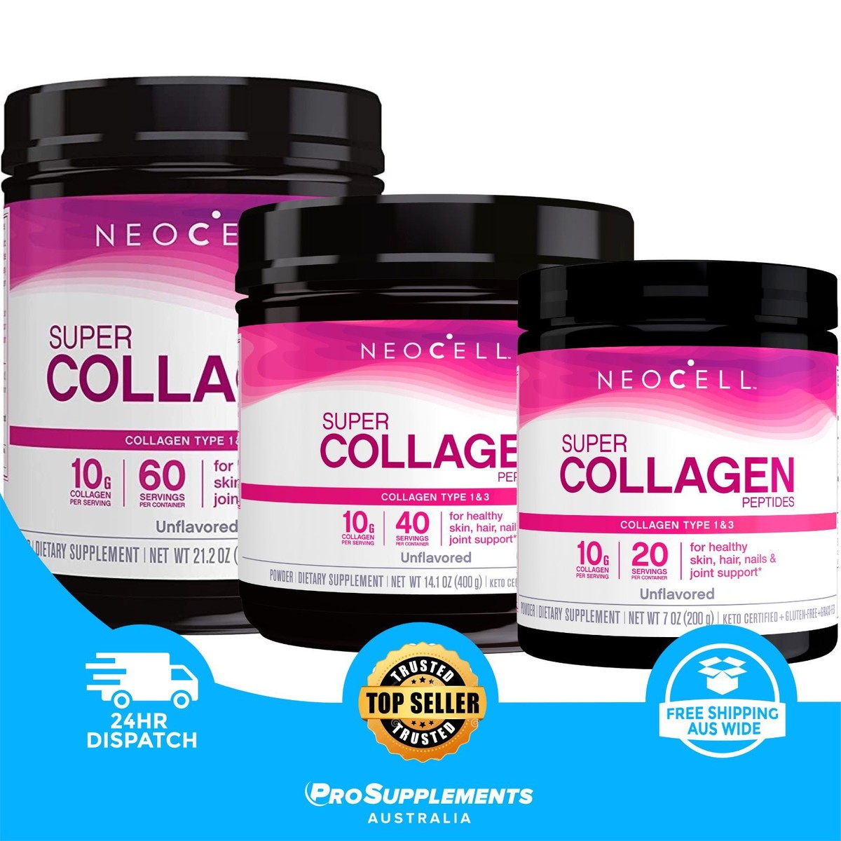 NeoCell Super Collagen Powder 6.6g Collagen Types 1 & 3 200g