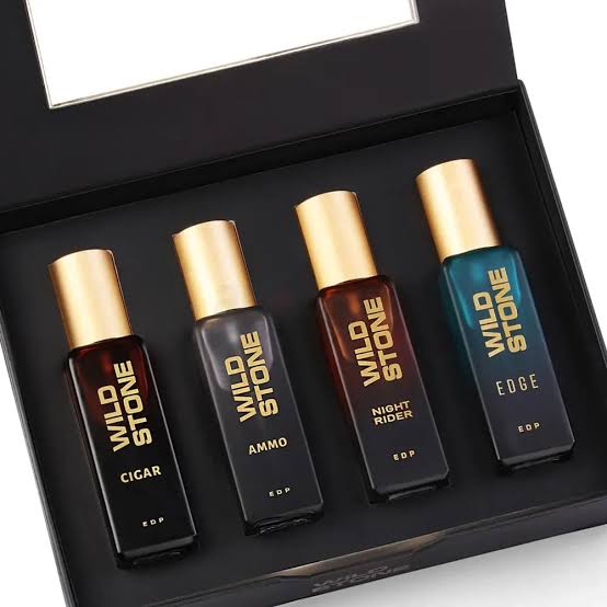 Wild Stone Premium Perfume Gift Set for Men with Ammo, Cigar, Edge & Night Rider – Luxury Fragrances , Pack of 4 (20ml Each)