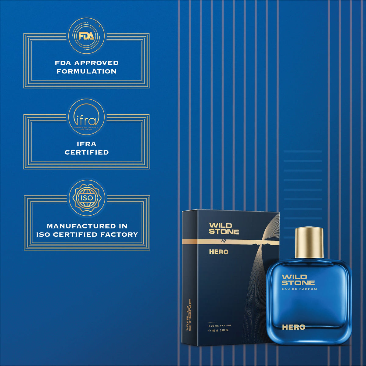 Wild Stone Hero Perfume for Men, 100ml| Luxury Eau De Parfum | Long-Lasting Fragrance | Best Gift for Him l Premium Perfume for Men l Infused with Aromatic & Marine Notes