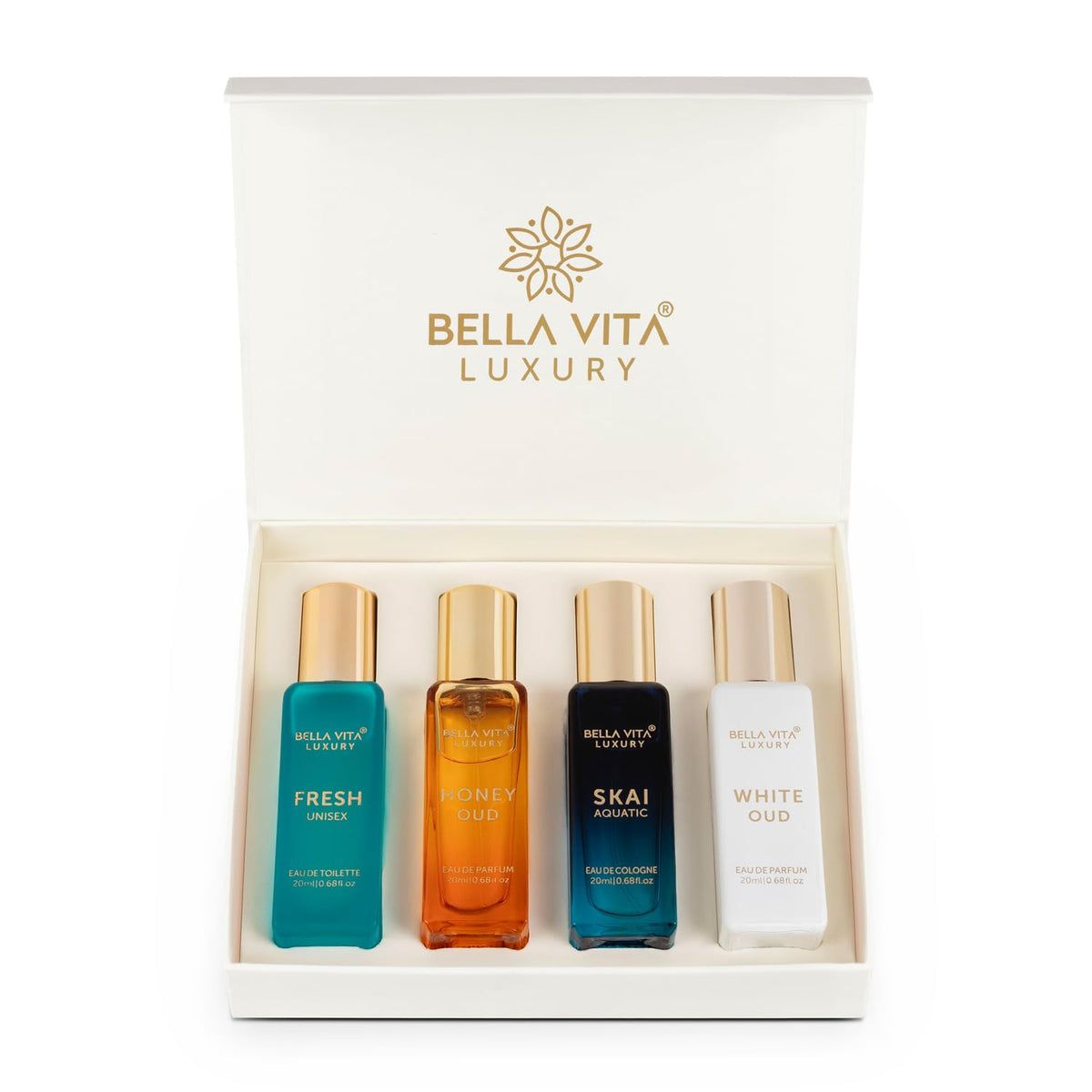 Bella Vita Organic Unisex Luxury Perfume Gift Set 4x20 ML For Men & Women