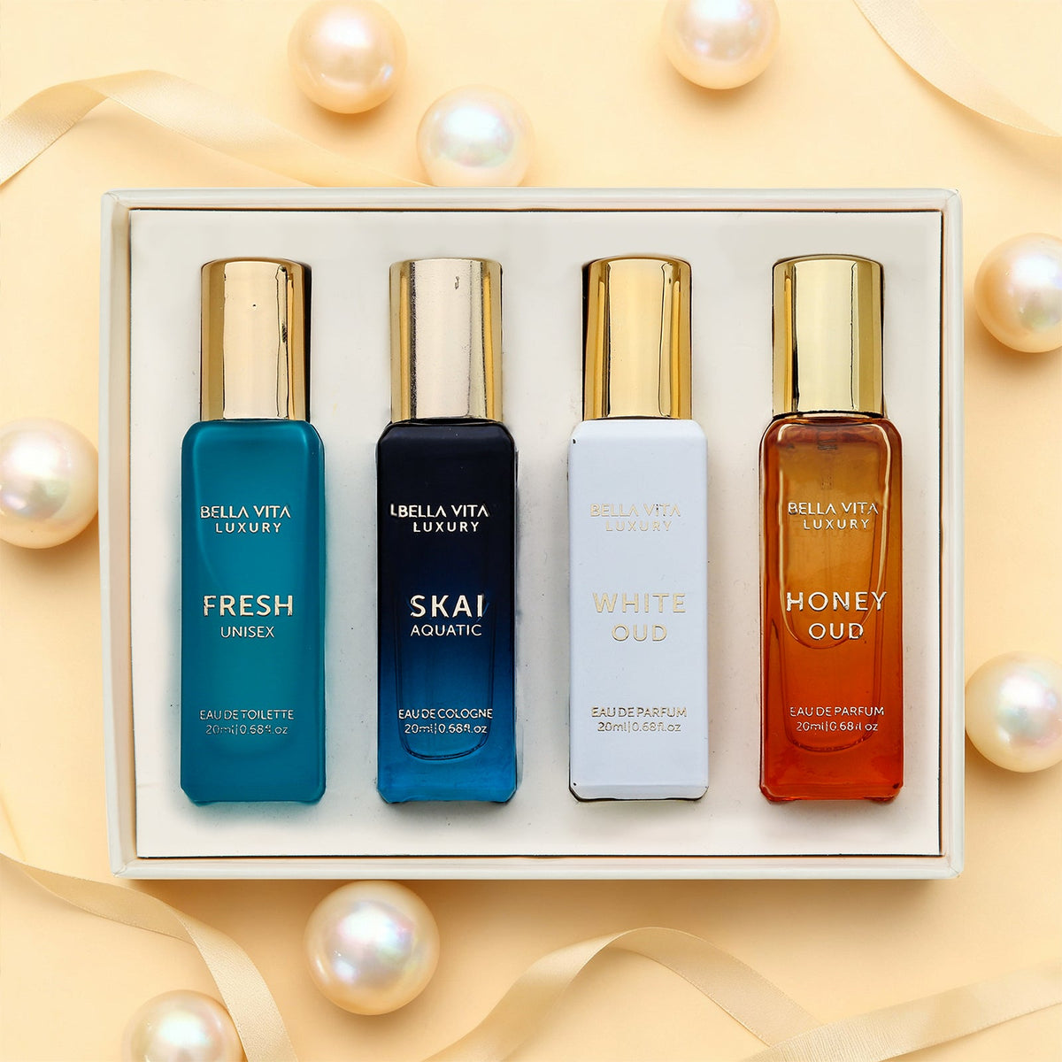 Bella Vita Organic Unisex Luxury Perfume Gift Set 4x20 ML For Men & Women