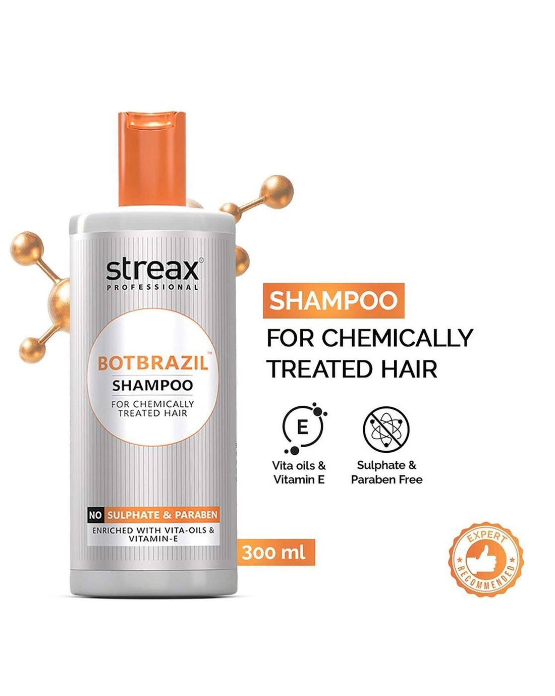 Streax Professional BotBrazil Paraben-Free Shampoo for Chemically Treated Hair (300 ml)