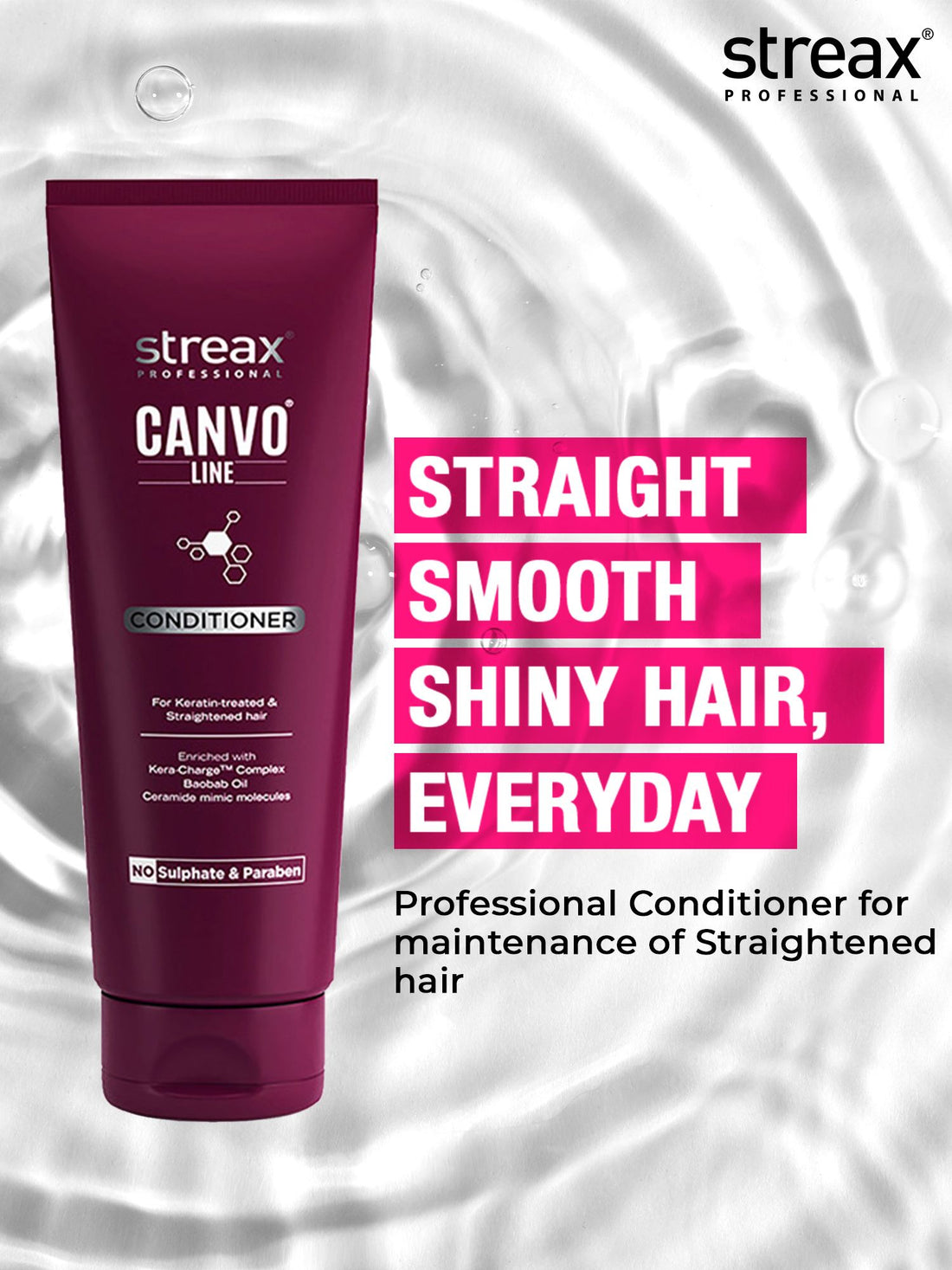 Streax Professional Canvo Line Conditioner Keratin-Treated & Straightened Hair 240g